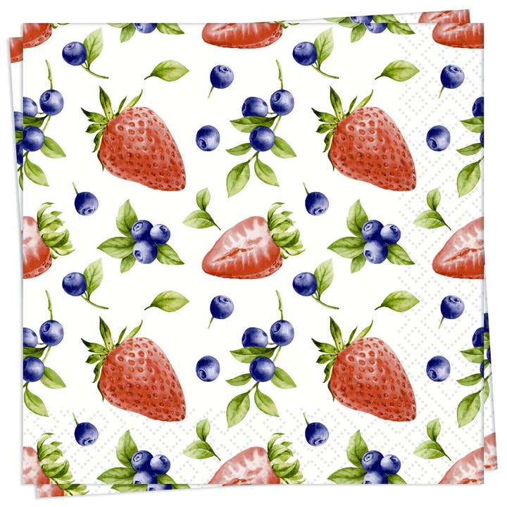 Strawberry Blueberry Luncheon Napkins for wholesale by Twilight Collection