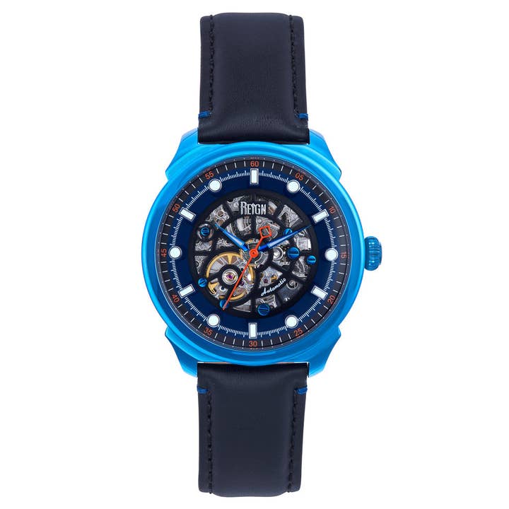 Reign – wholesale Wrist watch – Men's – Reign Weston Automatic Leather-Band Skeleton Watch