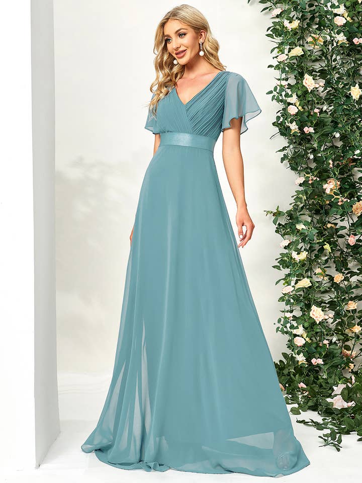 Ever-Pretty - Wholesale Gown – Women's - Double V-Neck Ruffles Chiffon Bridesmaid Dress13