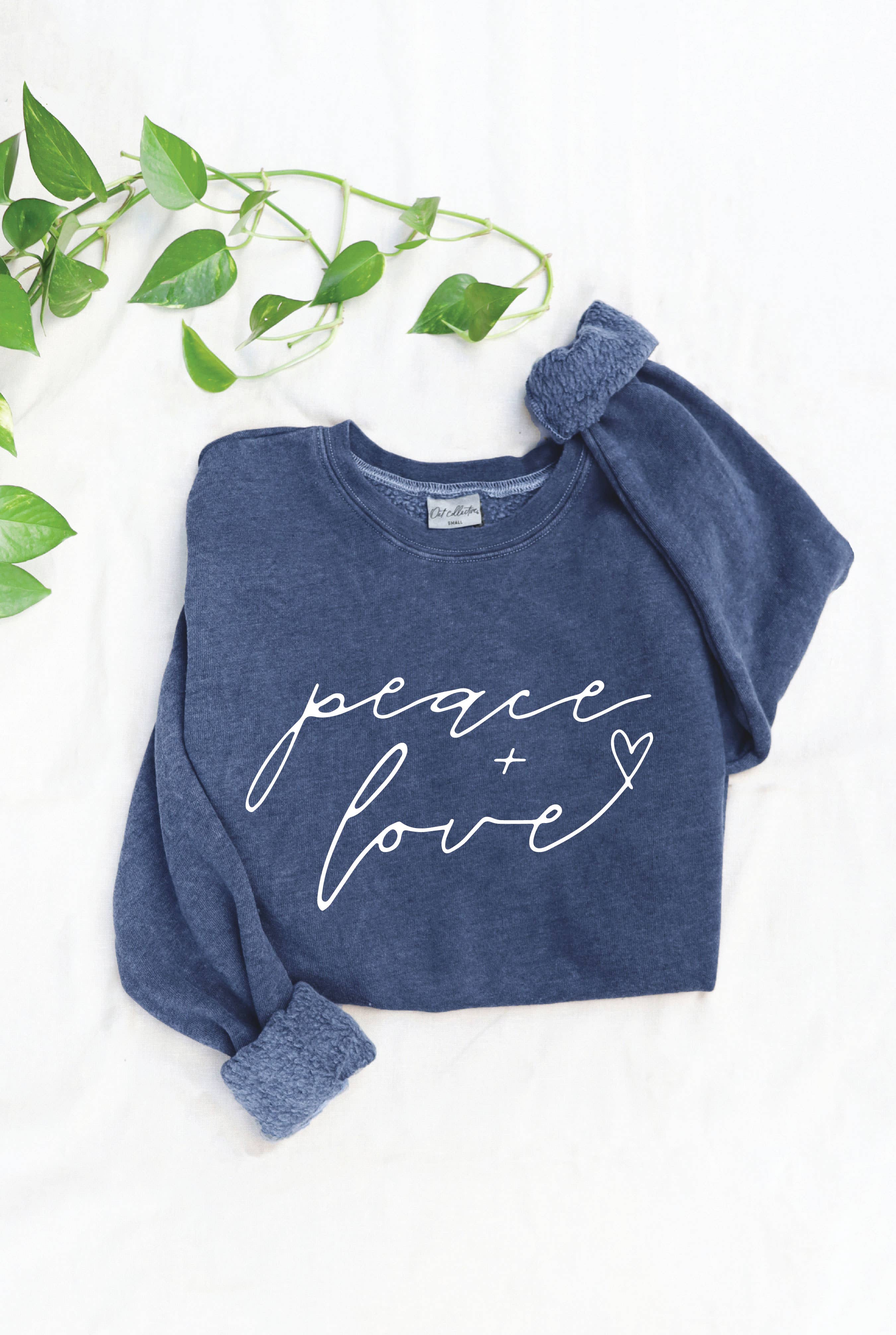 OAT COLLECTIVE – wholesale Sweatshirt med tryck - Dam – PEACE AND LOVE Mineralgrafisk tröja0