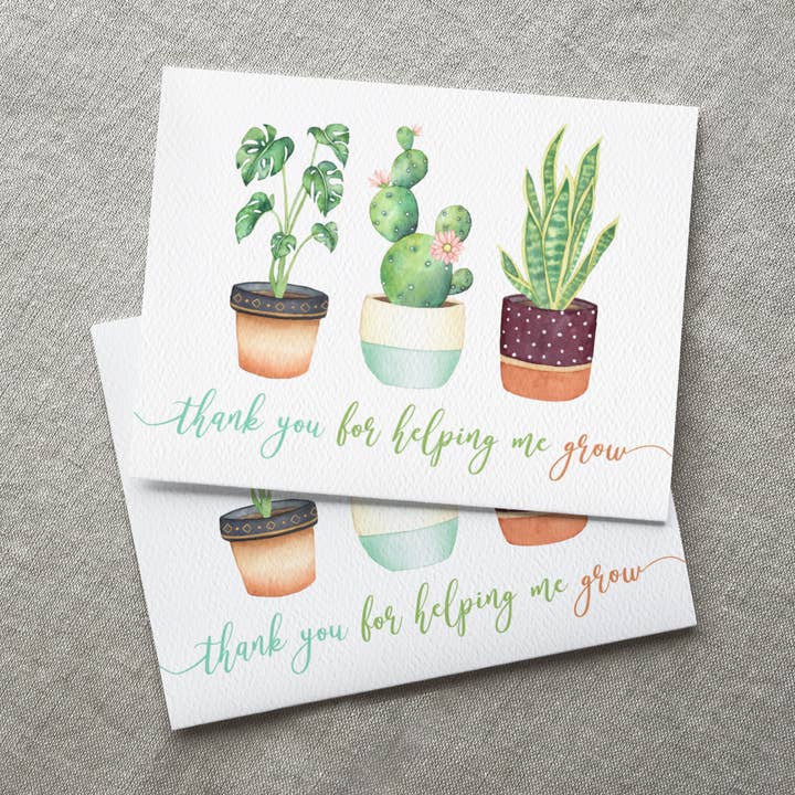 Blue Thistle - Wholesale Thank You Card - Thank You For Helping Me Grow Card, Teacher Appreciation2
