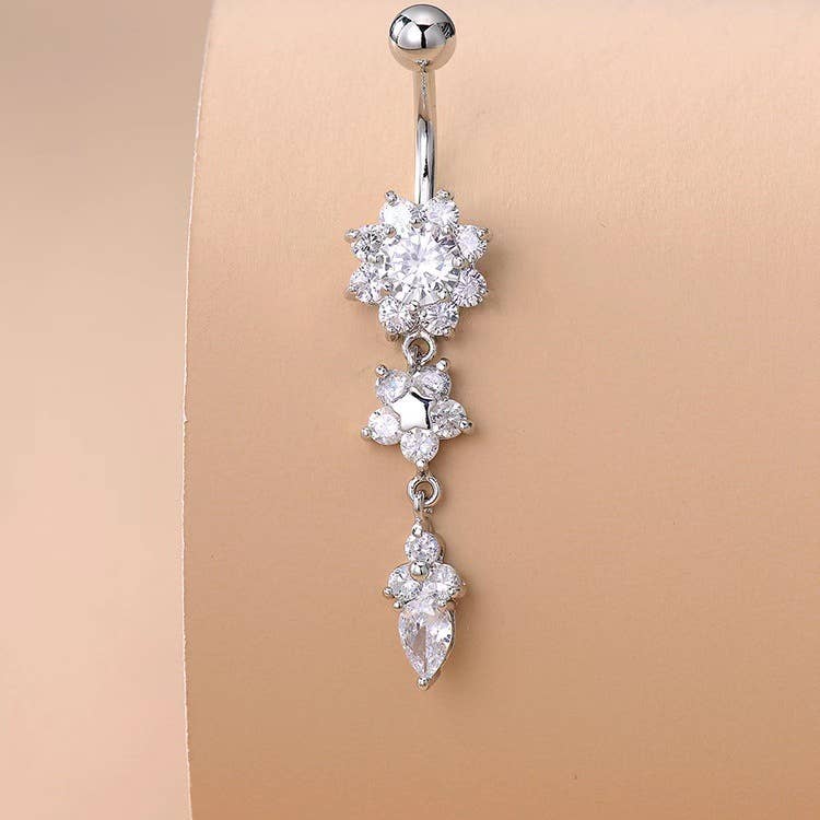 Gemscape UK - Wholesale Belly Ring - Stunning Flower Body Piercing with crystals7