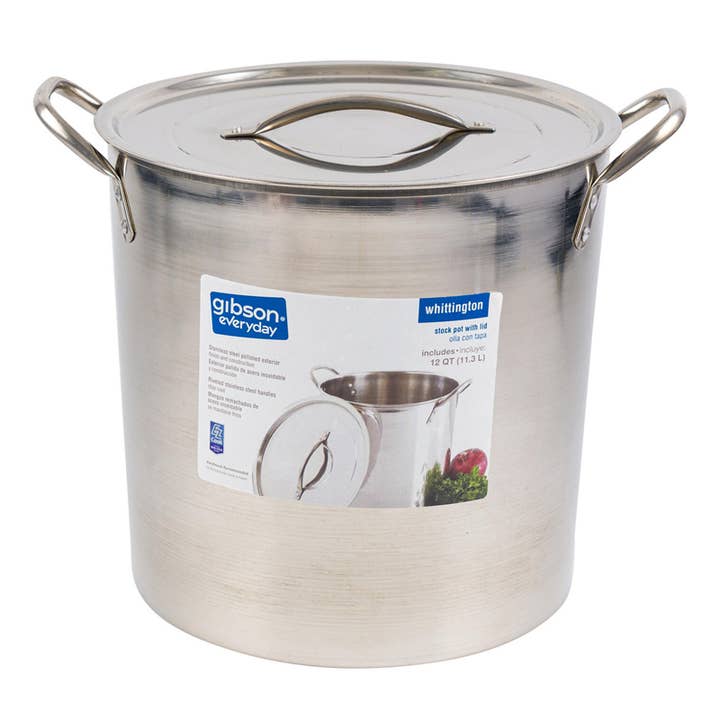 Pentola in acciaio inossidabile Gibson con coperchio - 12qt per la vendita all'ingrosso da parte di Deluxe Import Trading