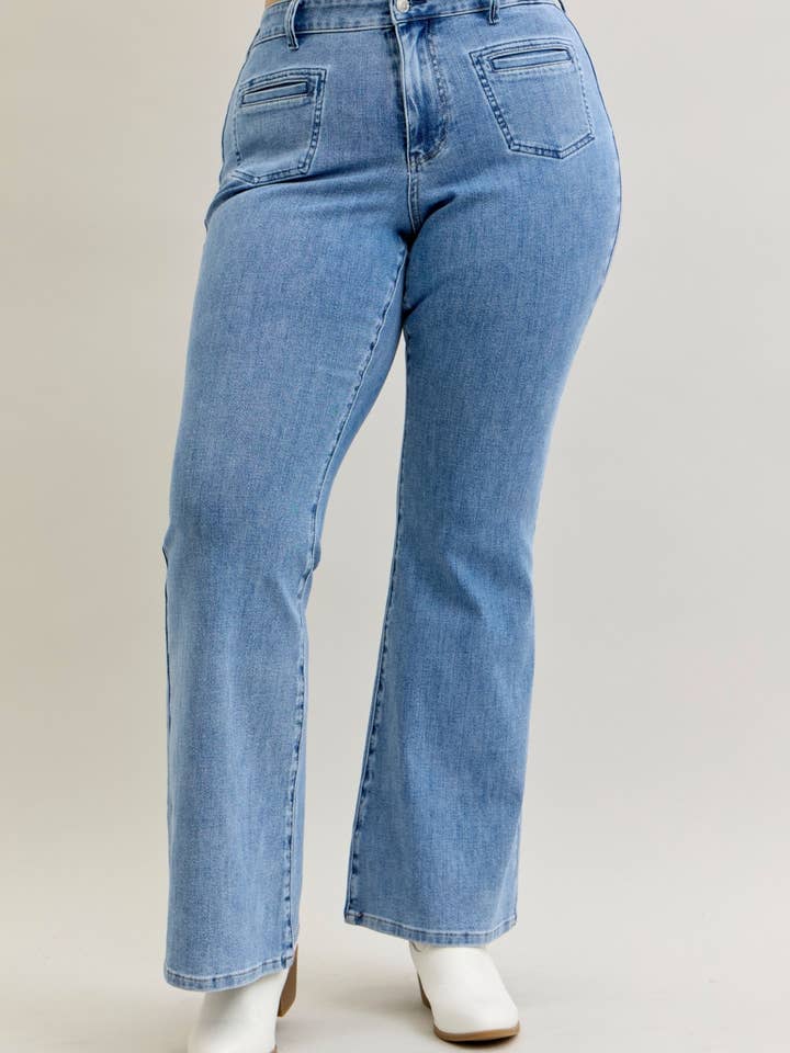 HW Flare Front Patch & Welt Pockets - PLUS for wholesale by Judy Blue Jeans
