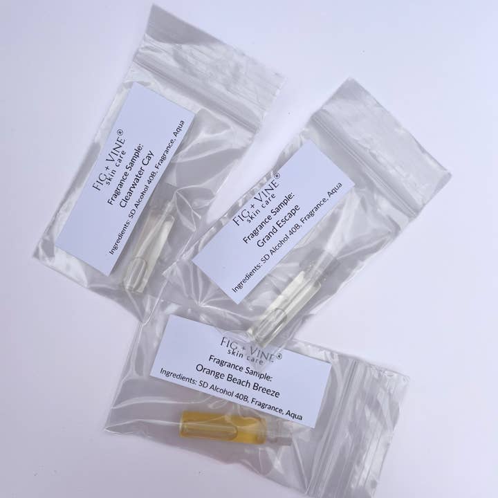 Perfume Samples - Resort & Vacation Collection for wholesale by Fig + Vine Skincare