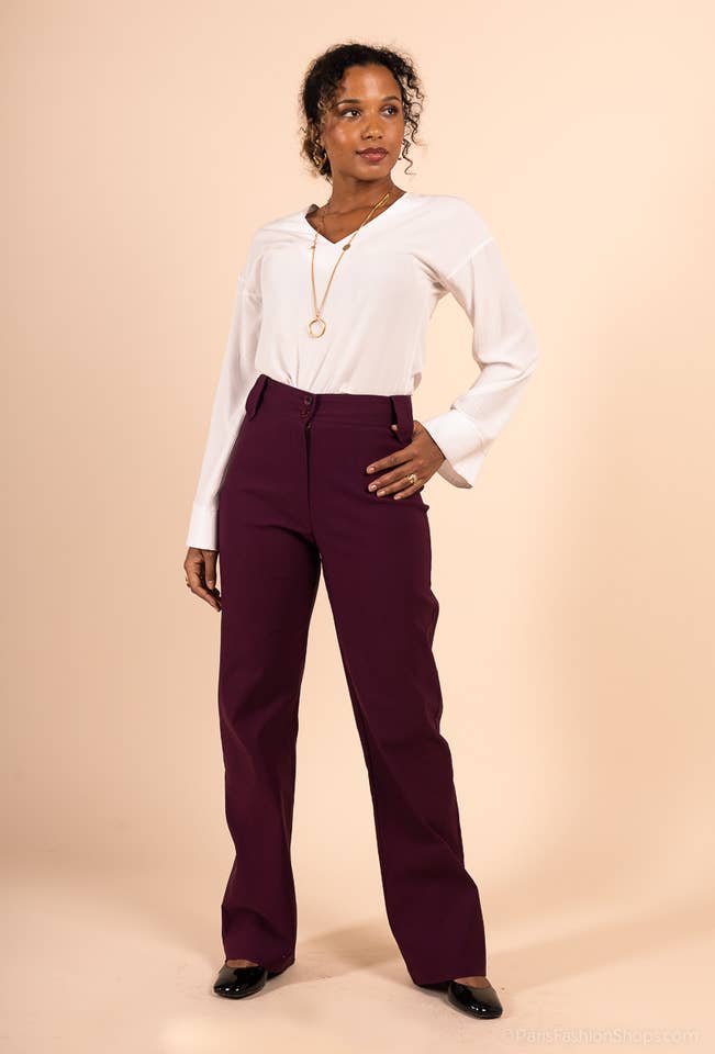 You Udress - Wholesale Pants - Women's - AUBERGINE high cut flared cut pants1
