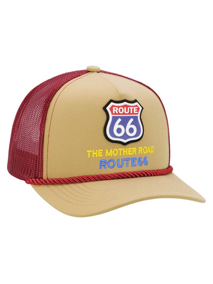 Route 66 Patch Seamless Rope Trucker Hat for wholesale by Cap Zone