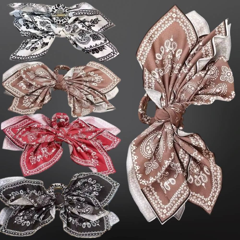 Westrian International - Vente Nœud pour cheveux – femme - Pince à cheveux occidentale à motif cachemire nœud bandana3