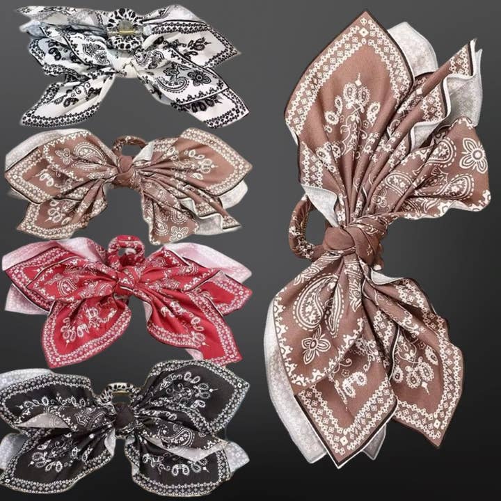 Westrian International - Vente Nœud pour cheveux – femme - Pince à cheveux occidentale à motif cachemire nœud bandana3