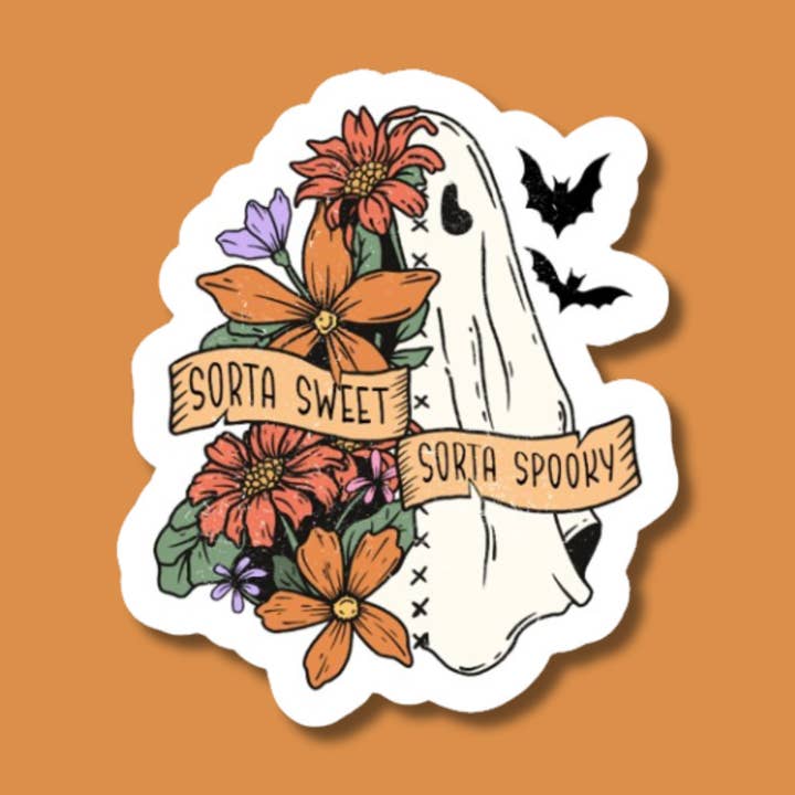 Autocollant Sorta Spooky, autocollant végétal, fantômes, autocollant d'automne pour la vente par The Vinyl Rose