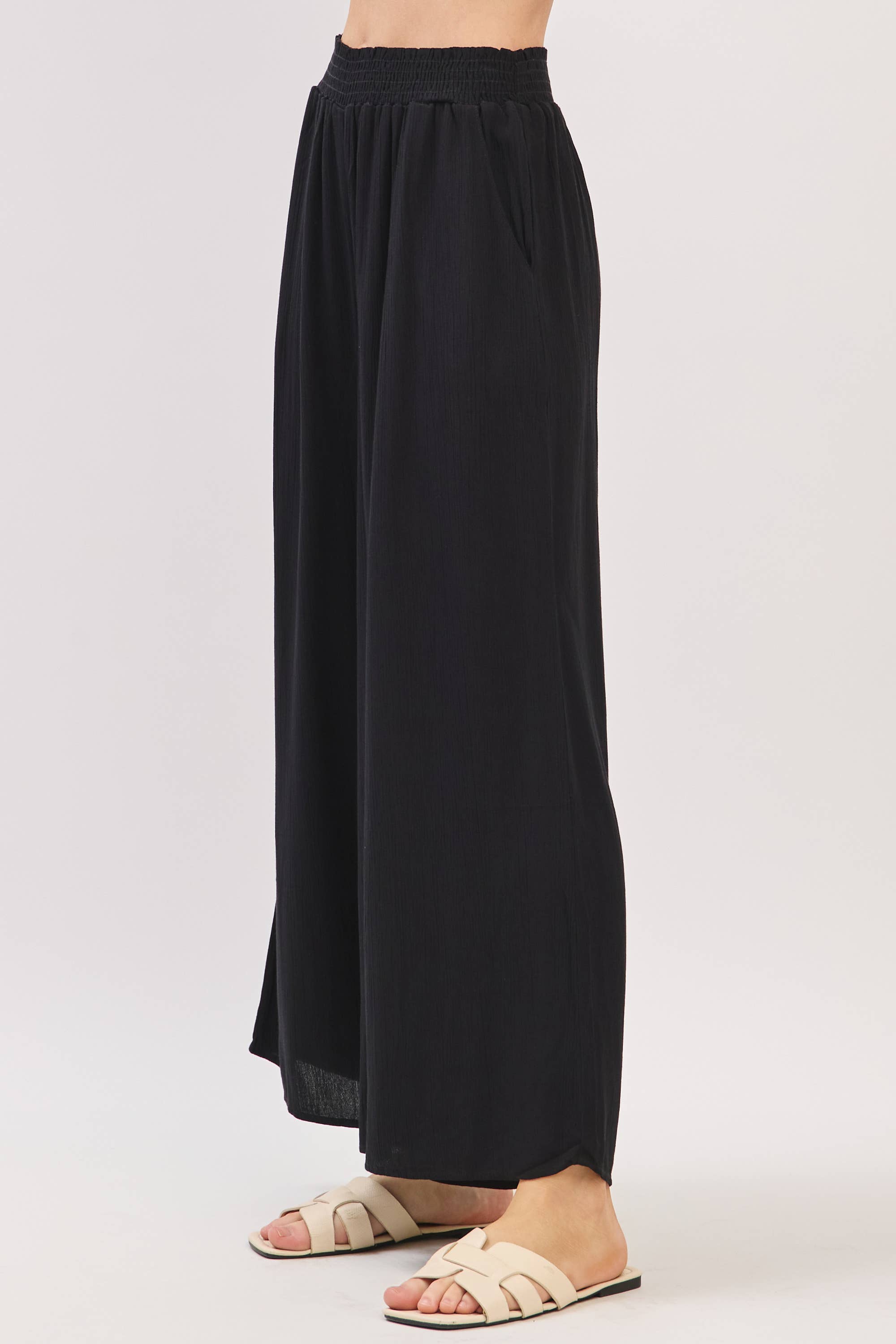 Final Touch - Wholesale Pants - Women's - Waist Smocked Wide Leg Pants - VLP7000036