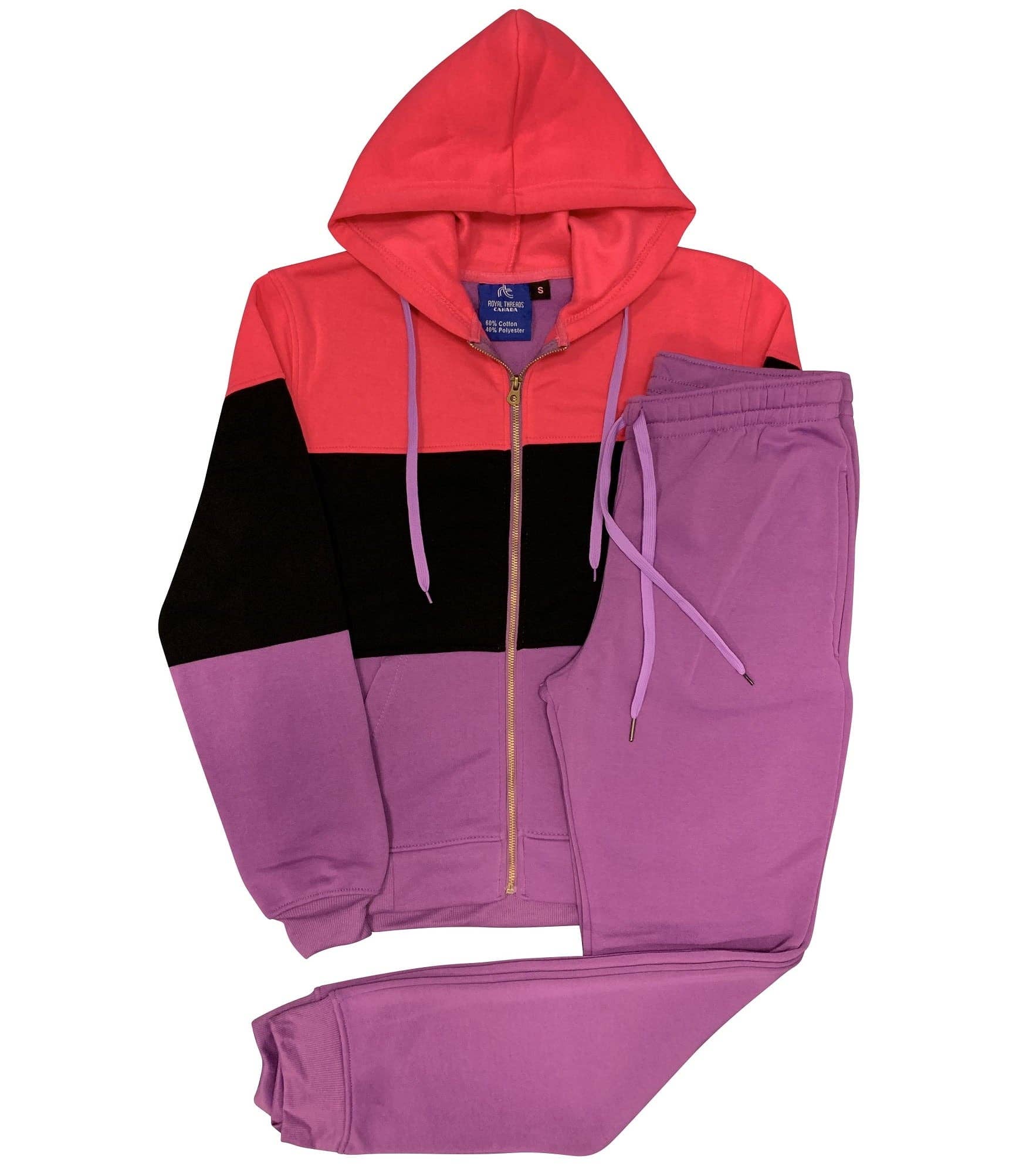 Royal Threads - Wholesale Activewear set – Women′s - Women’s Colorful Fleece Sweatsuit Sweat Jacket & Jogger Sweatpants Outfit2