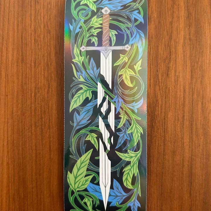 Jennifer Yung Art - Wholesale Bookmark - Fantasy Mystical Sword Wand Botanical Holographic Bookmark 1