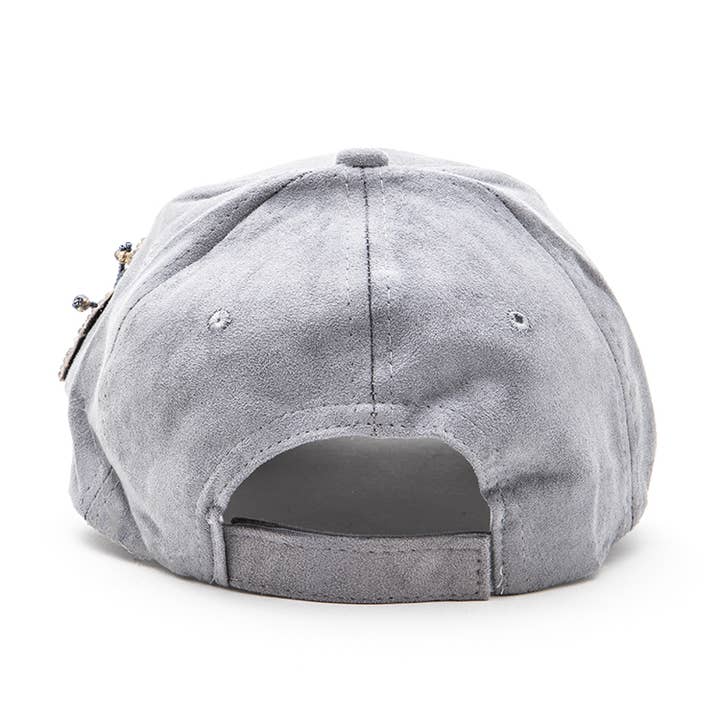 Artini Accessories - Wholesale Baseball Cap - Women's - Beaded Flower Suede Fashion Cap