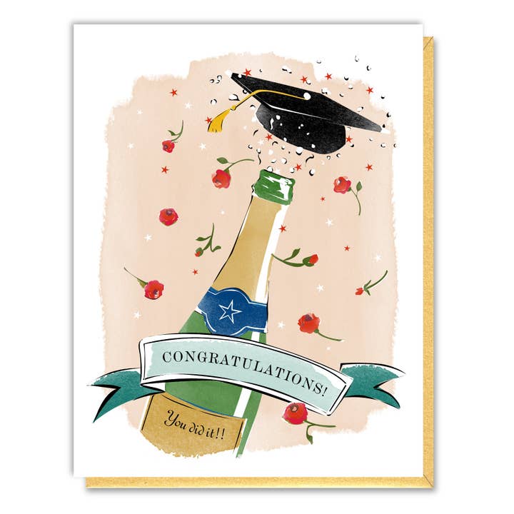 Champagne Graduation Card for wholesale by Driscoll Design