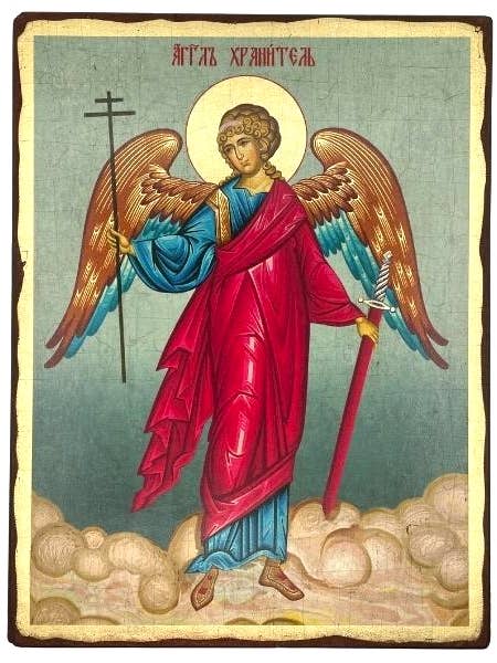 Guardian Angel Silk Screen Icon – Aged Edge Wood for wholesale by The Art of the Icon