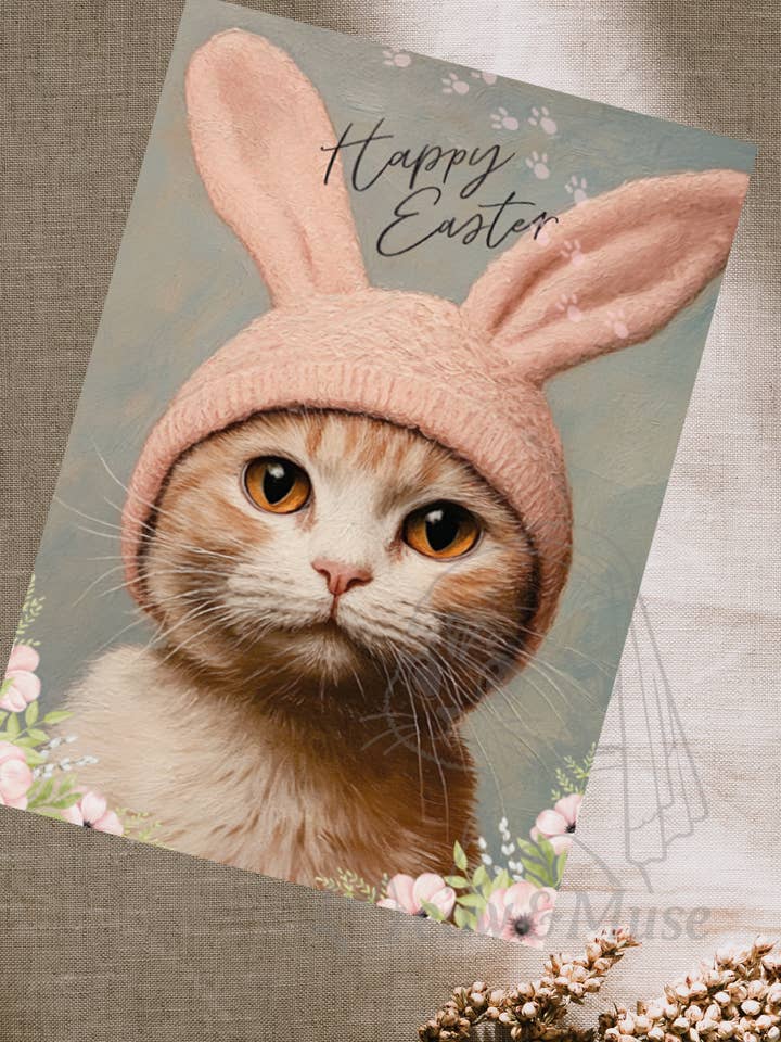 Postcard 'Easter Bunny Cat' for wholesale by Meow & Muse