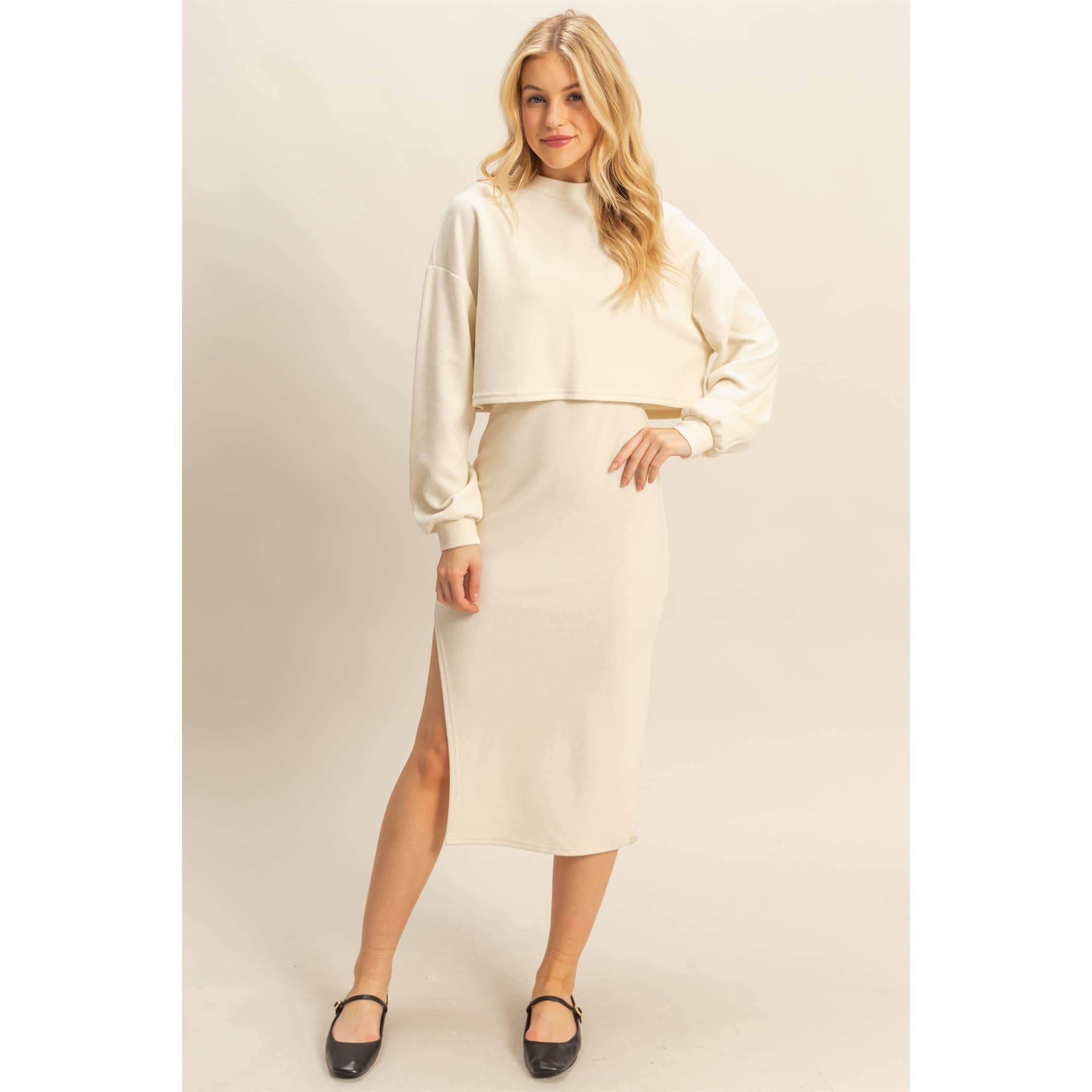 HYFVE - Vente Robe – femme - Ensemble Pull-over Tricoté et Robe Midi5