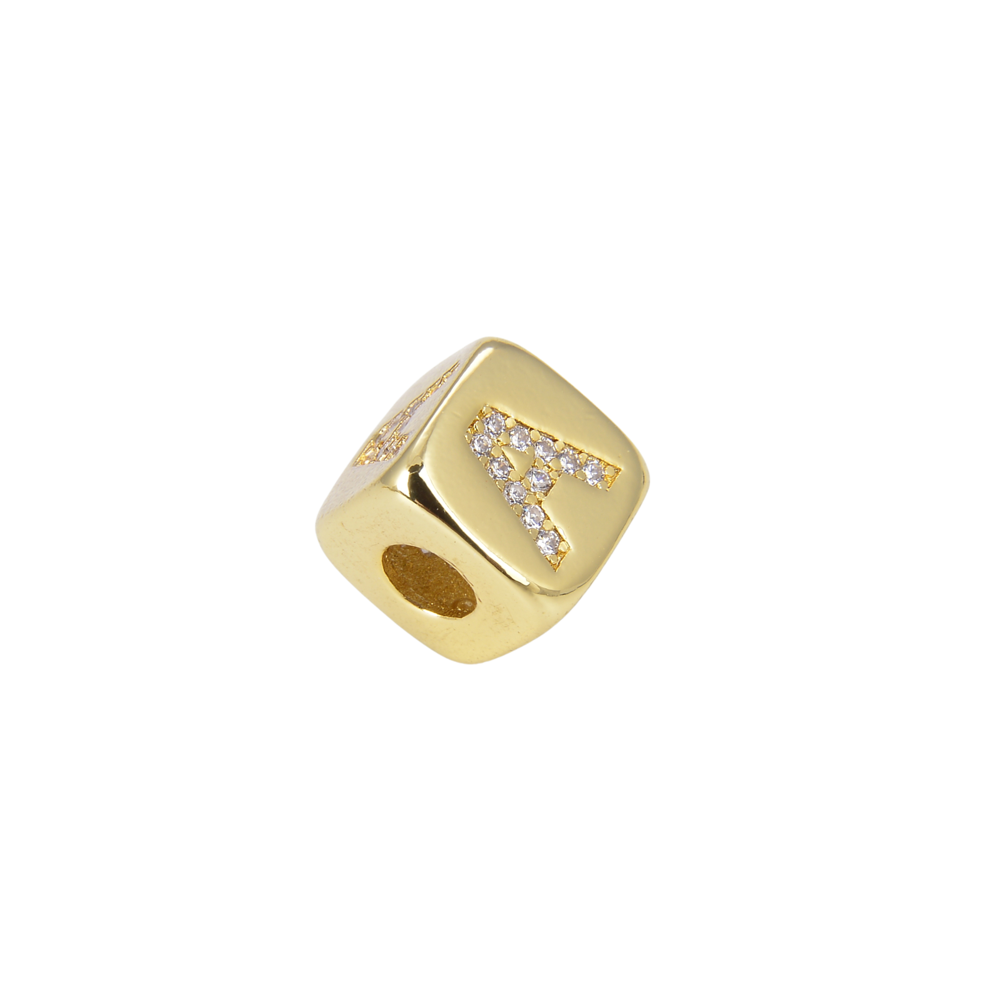 findings4uGem - Wholesale Prayer Beads Necklace - CZ Alphabet Blocks, Initial Letter Large Hole Beads, BD9543