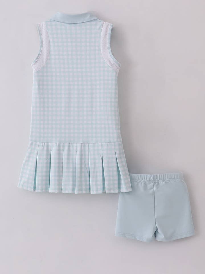 Aspen Rain Boutique - Wholesale Top & Short Set - Kids - Blue active gingham shorts dress set4