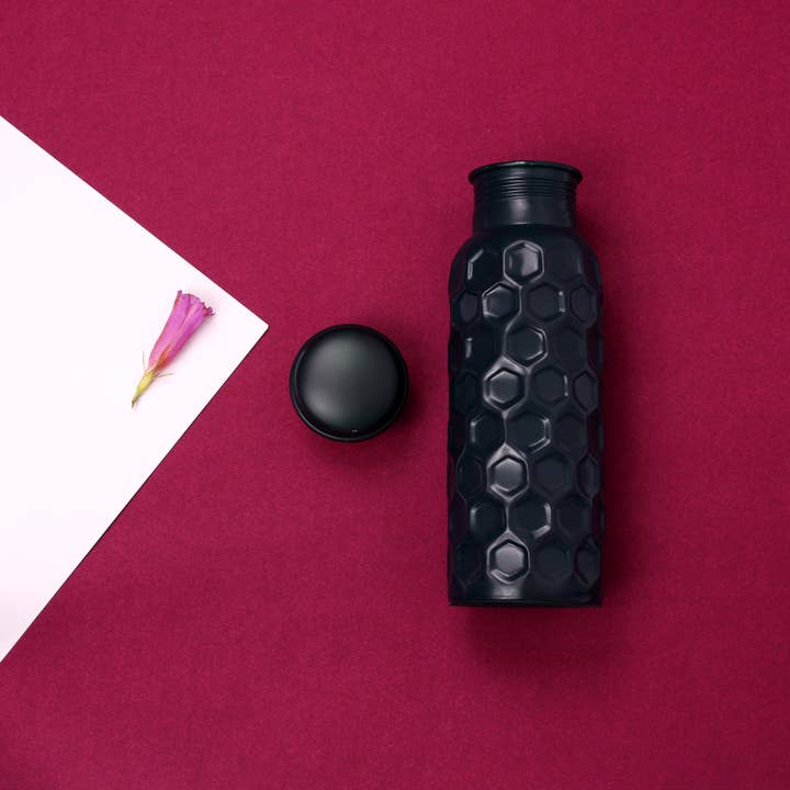 El'Cobre - Wholesale Water Bottle - Black Diamond Hammered Copper Water Bottle - 700ML