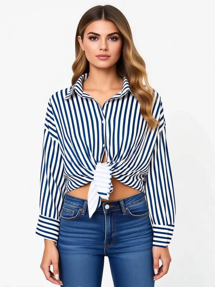 GESTREIFTE DAMENBLUSE für den Großhandel von Kis 2