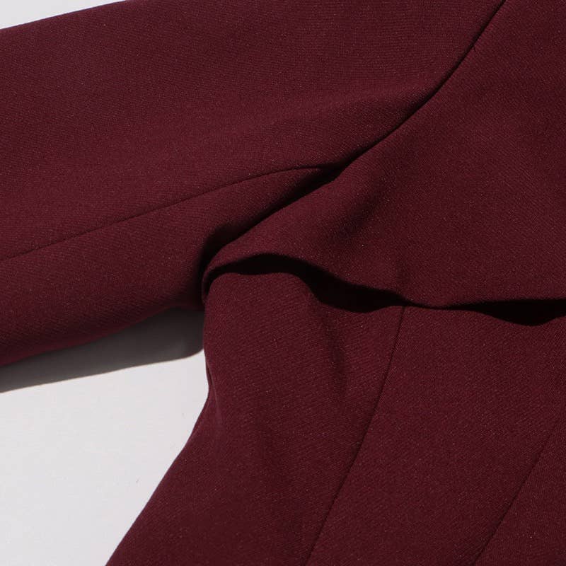 BL35Y Burgundy Cape Blazer – Tailored Fall Elegance for wholesale on Faire8