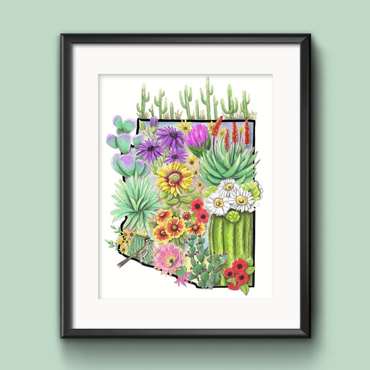 Impressão artística do estado floral do Arizona, Arte do estado do Arizona por atacado de Ollie Lou Designs