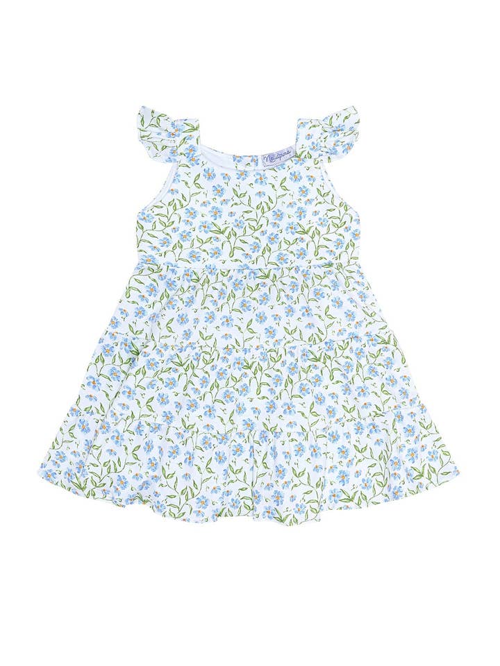 Blue Vines Print Ruffle Dress for wholesale by Nellapima