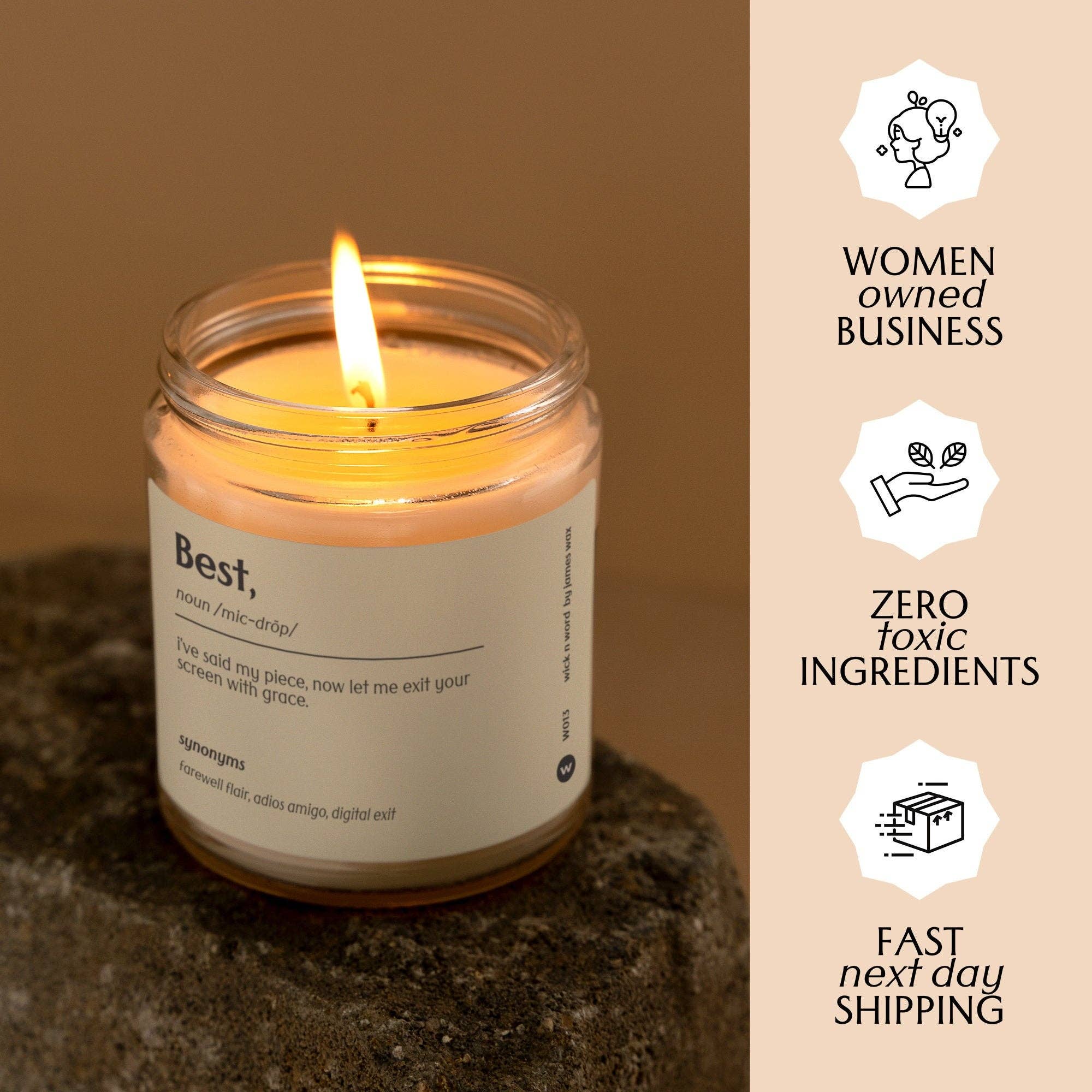 Wick n Word - Vente Bougie en bocal - Cadeau personnalisé pour collègue, « meilleur », définition, bougie, cadeau d'appréciation, cadeau de bureau, cadeau surprise amusant, cadeau de vacances, W0134