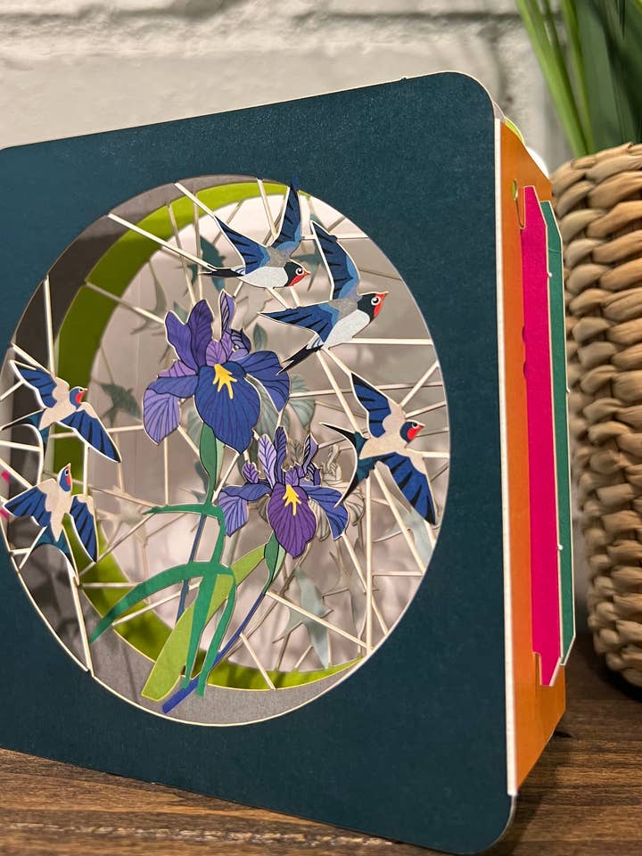 Birds Flying Over Purple Wild Flowers Art Box Greeting Card for wholesale by Shadywood Designs