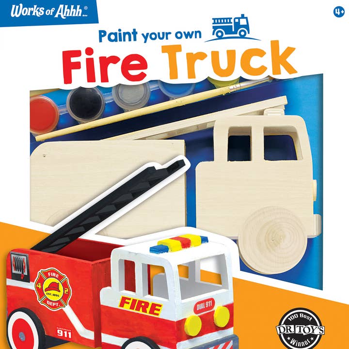 Masterpieces Puzzles - Wholesale DIY Craft Kit - Kids - Firetruck Wood Paint Set