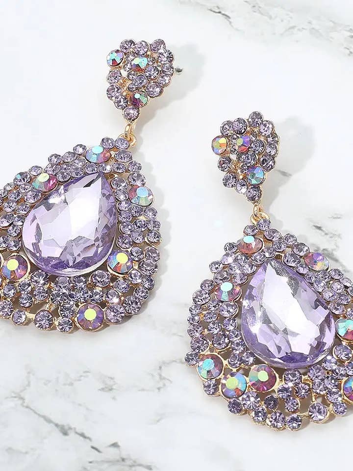 Teardrop Rhinestone Embellished Dangle Earrings for wholesale by Live Free & Twirl