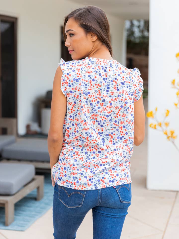 Tickled Teal - Wholesale Blouse - Women's - Perfect Shoulder Ruffle Blouse6