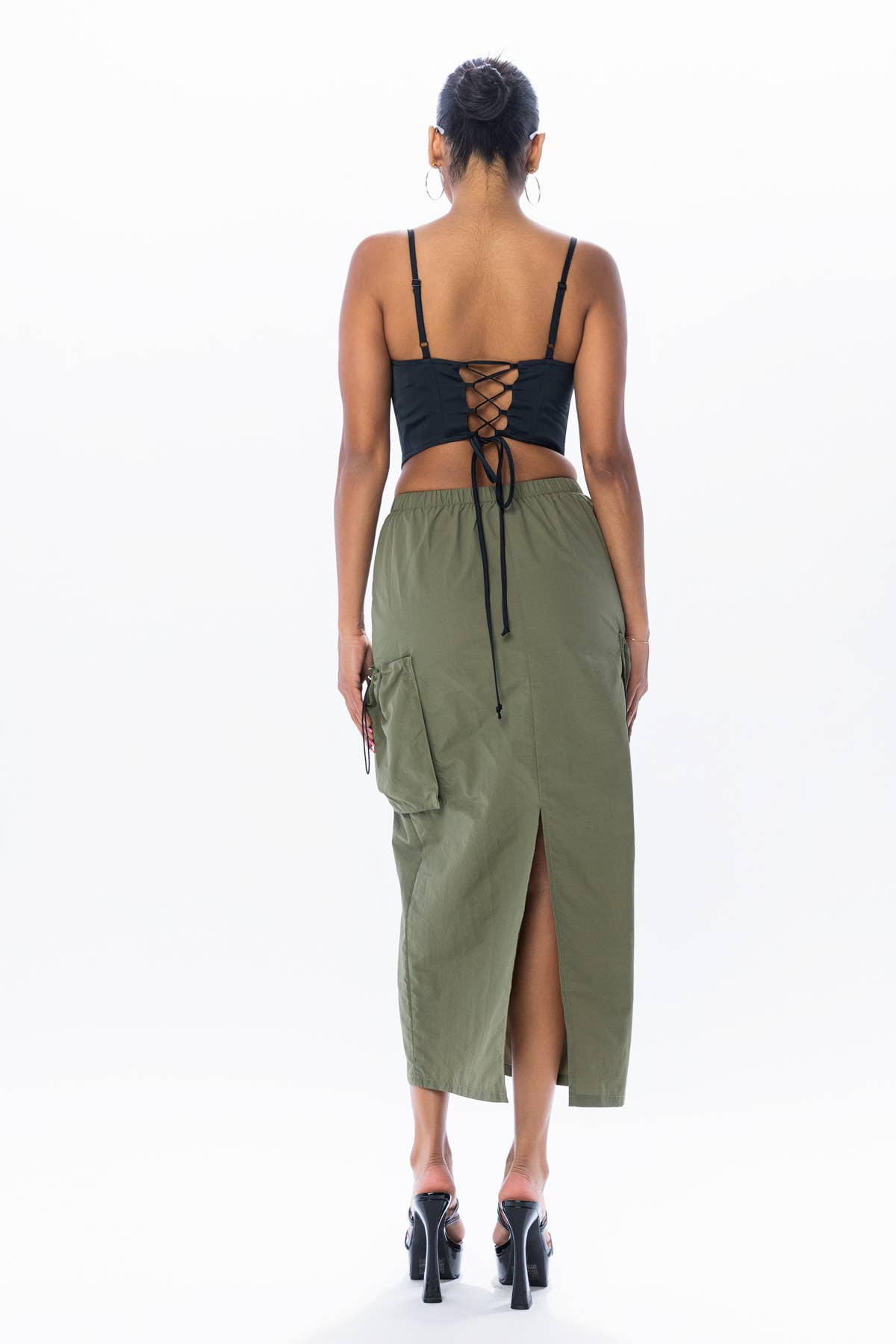 No Vacancy – Saia - Mulher por atacado – Saia cargo midi com detalhes em cadarço7