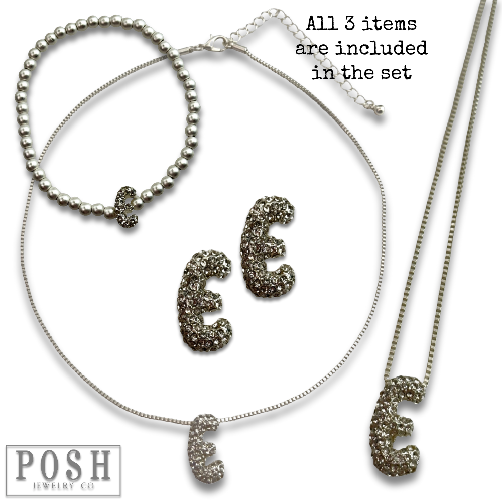 Pink Panache Brands - Wholesale Jewelry Set - Rhinestone initial jewelry set8