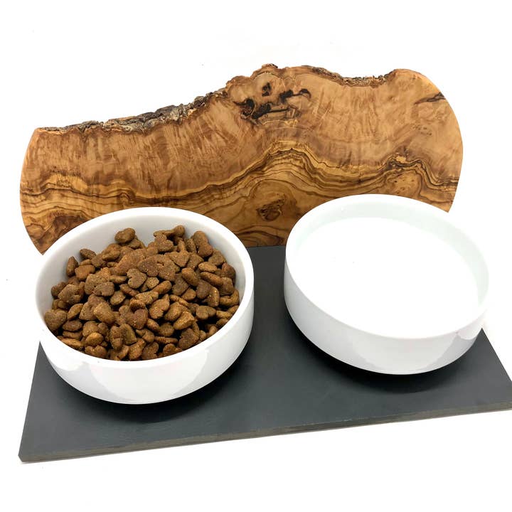 olivenholz-erleben - Wholesale Pet Bowl - Cat/Dog - Feeding and drinking station “Cats only” 2x 0.4 liter DUO MOUNTAIN2