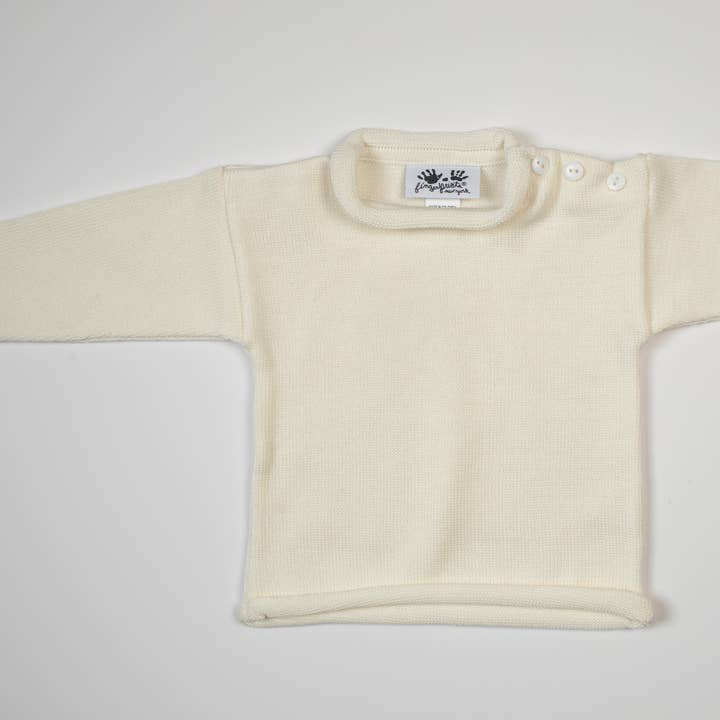 Rolled Edge Ivory Pullover for wholesale by Fingerprints