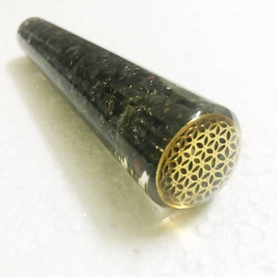 Orgone Blood Stone Flower of Life Smooth Massager for wholesale by Green Tree