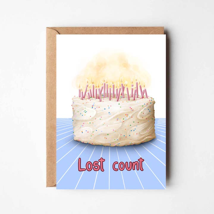 Lost Count Geburtstagskarte – Food-Themen Grußkarte für den Großhandel von Katie Tinkler illustration