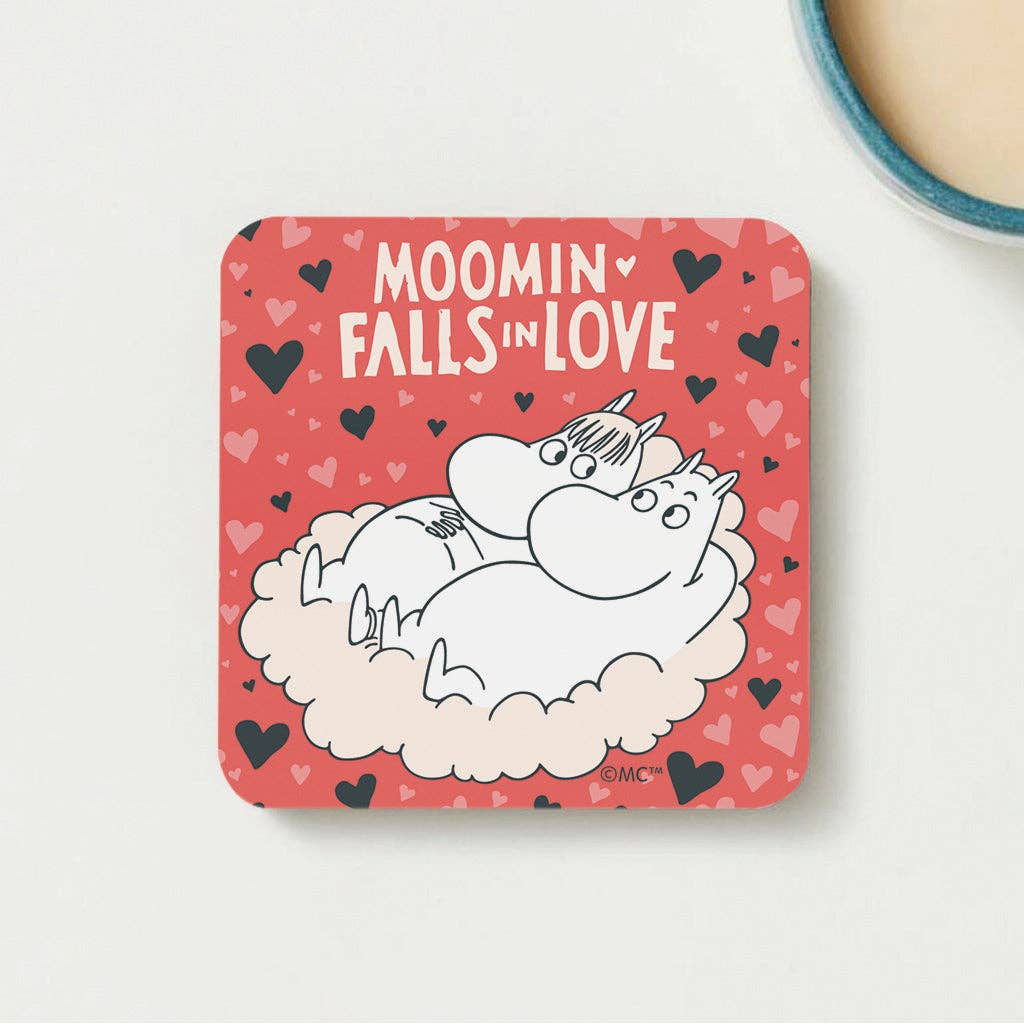 Moomin US Official - Wholesale Coasters - Moomin Falls In Love Snorkmaiden & Moomintroll Wooden Single Coaster2