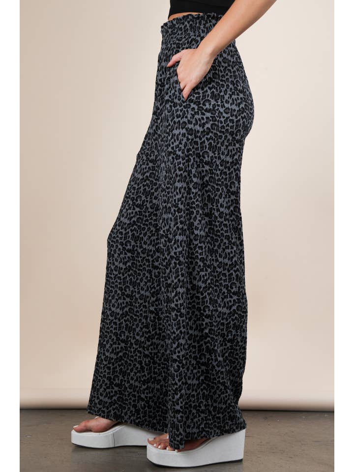 VERY J - Wholesale Pants - Women's - NP70826-Leopard Print & Solid Wide Leg Pleated Pants12