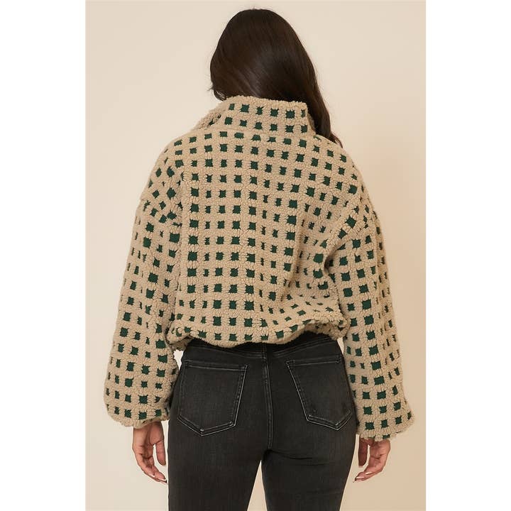 Cozy Casual, Inc. - Wholesale Jacket - Women's - Checker Sherpa Zip Up Jacket 7