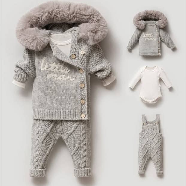 Little Man Wool-Blend Winter Baby Outfit – 3-Piece Set for wholesale by Nipperland