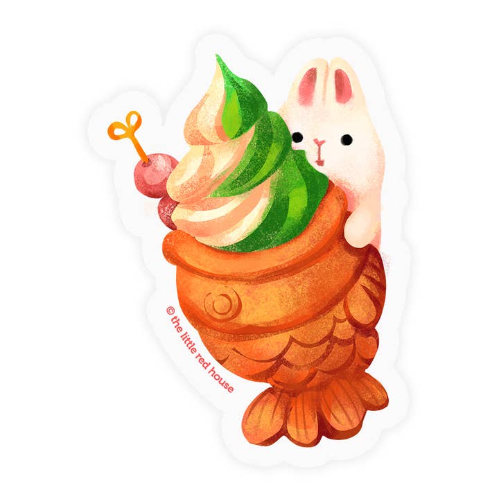 Taiyaki with Bunny Clear Sticker for wholesale by The Little Red House