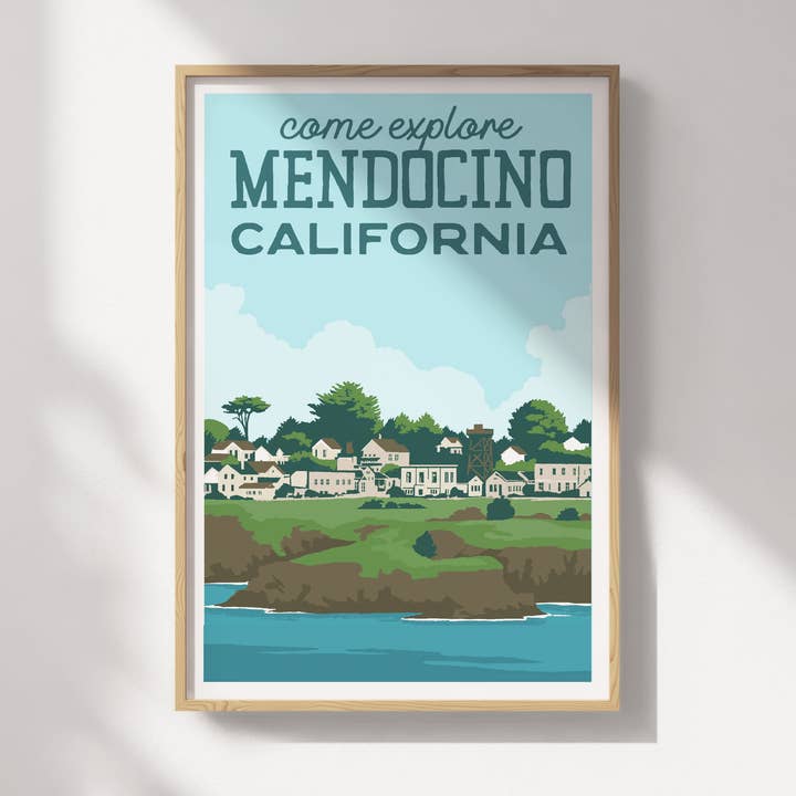 Mendocino, Kalifornien Reiseplakat für den Großhandel von Recollection Project