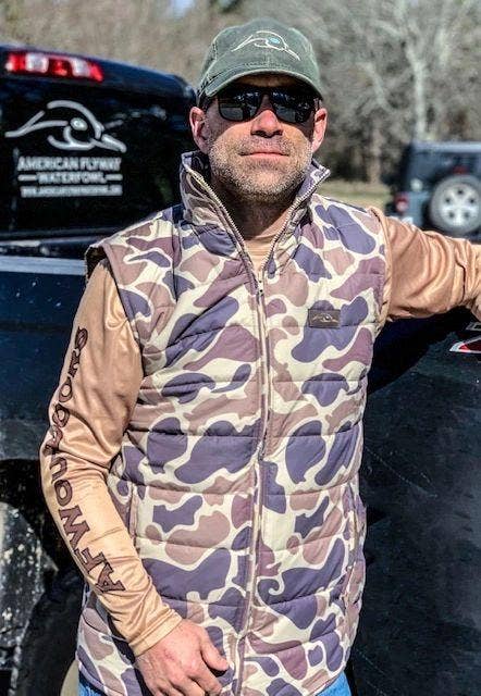 American Flyway Waterfowl - Wholesale Outerwear Vest - Men's - AF Waterfowl Old School Camo Puffer Vest