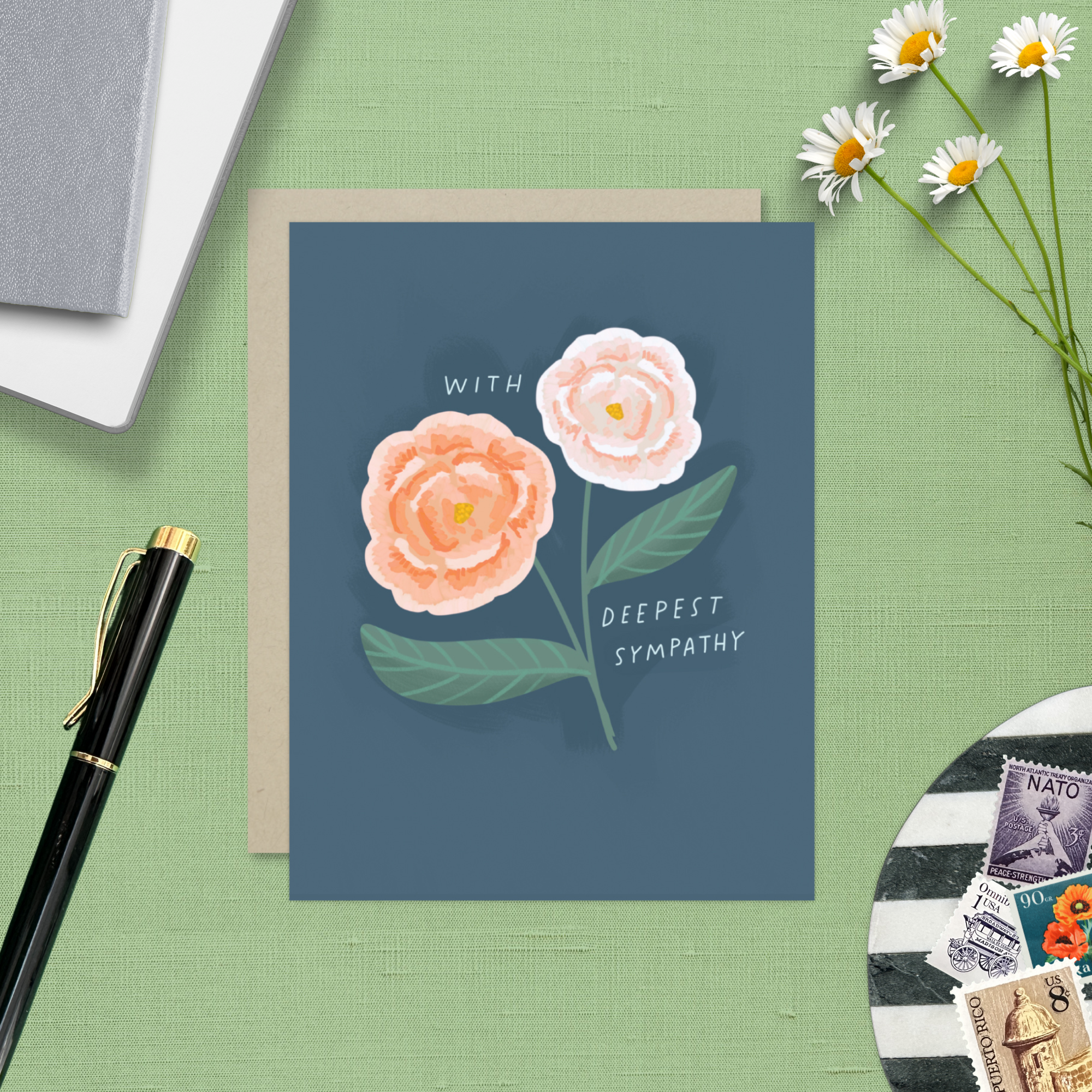 Barone and Co. - Wholesale Sympathy Card - Peach Flowers Sympathy Card2
