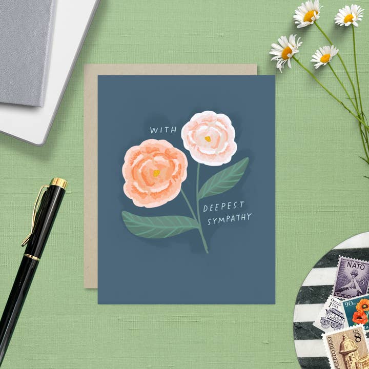 Barone and Co. - Wholesale Sympathy Card - Peach Flowers Sympathy Card2