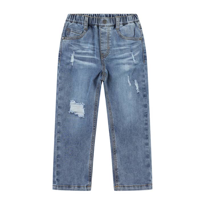 Calças de Ganga Retas Desgastadas Kade por atacado de ToTo Heros